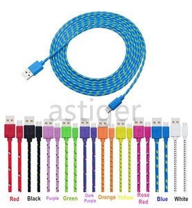 1M 2M 3M Typ-C-kablar Datasynkronisering Laddning Micro USB Nylon flätkabel utan paket för S21 S8 S9 S10 OBS 20 Android Smartphone