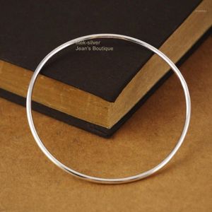 Bracciale rigido semplice da 2 mm in argento sterling massiccio diametro 60 mm A2190