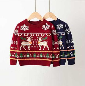 Barntröjor för tjejer Pojkar Toppar Kläder 2021 Nya Jul Baby Kids Cartoon Deer Bottoming Pullover Y1024