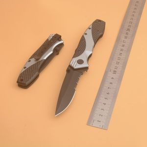 1pcs Survival Folding Kniv 3CR13MOV Half Serrated Blade Aluminiumlegering + Kolfiberhandtag EDC Pocket Knives med Retail Box