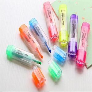 Highlighters High Quality 7 st Highlighter Marker Pen Fluorescens Kawaii Stationery Candy Color Office Tillbehör Skolleveranser