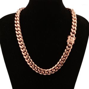 Charming Miami Cuban necklaces For Men Hip Hop Jewelry Rose Gold Color Thick Stainless Steel Wide Big Chunky Necklace or Bracelet YA