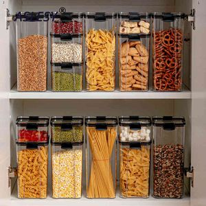 Food Storage Container Kitchen Cereal Transparent Sealed Box Multigrain For Dry Grain Milk Powder Sugar Organizer Jar Accessorie