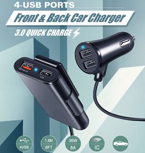 Econic Car Papeross Lżejszy ładowarka porty QC3 A A USB Szybki ładunek Uniwersalny adapter z FT Przedłużacz kablem do sklepu Retail MPV