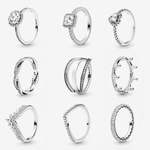 女性の結婚指輪925スターリングシルバーキュービックジルコニアフィットPandoraスタイルのファムジュエリー女性誕生日婚約ギフト