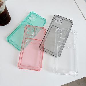 2021 Newesr Transparent Color Telefon Case with Card Slot dla iPhone 13 12 Mini 11 Pro Max X X XR 8 7 6S Plus Samsung S21 S20 DHL