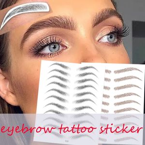 Water-based Hair-liked Authentic Eyebrow Tattoo Sticker Black/Brown Waterproof Cosmetics Long Lasting Makeup False Eyebrows Stickers 0922