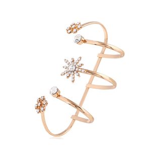2020 Hot Statement Gold Silver Plated Star Flower Shaped Clear Rhinestone Palm Bangle & Bracelet for Women Fashion Jewelry Q0719