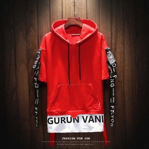 2020 Hoodies Män Sommar Kortärmad Hooded Sweatshirt Men Unisex Top Hip Hop Tracksuit Mäns Punk Style Casual Jacket Kläder Y0804