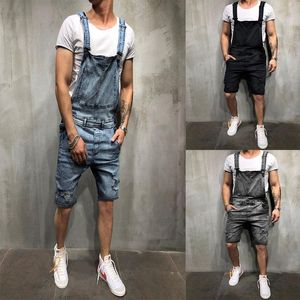 Lugentolo Summer Jean Overalls Mens Plus Size Shorts Streck Hole Streetwear Men Clothing Men's Jeans