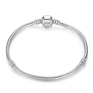 Silverpläterade Armband Kvinnor Snake Chain Charm Pärlor för pärlor Bangle Armband Barngåva