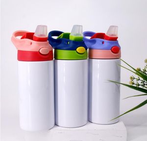 Topsale 7Color proste 12oz Sublimacja Kid Sippy Cup DIY Butelka mleka Butelka Moda Niestandardowe Butelki Wody Próżniowe Z Słomy Rękojeść