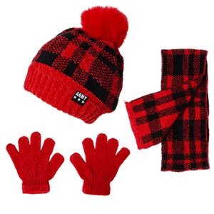 Three sets of children's hats scarves gloves Autumn and winter heavy fleece kid's cap