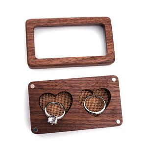 Wooden Jewelry Boxes Gift Wrap Transparent Window Necklace Pendant Jewelry Storage Creative Wedding Couple Ring Box