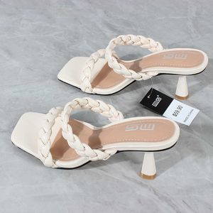 Sandali da donna Moda europea e americana 2021 estate nuovo materiale intrecciato open toe tacco alto femminile a spillo 6CM Y0721