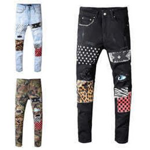 Mens jeans clássico hip hop calças estilista angustiado rasgado motociclista pant slim fit motocicleta rock calças