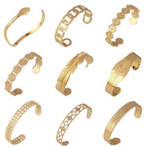 Женщины браслеты из нержавеющей стали для женщин кубинские змеиный браслет браслет геометрический открытый манжеты браслет панк-дизайн браслет ювелирные изделия Q0719