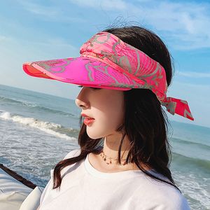 2021 女性のビーチ夏の旅行日焼け止め帽子旅行休暇ファッションワイルド太陽の帽子女性のためのボックス