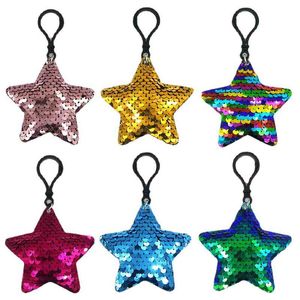 Key Rings Creative Selling Fish Scale Sequin Chain Girl Backpack Small Pendant Fashion Bag China Red Five Pointed Star