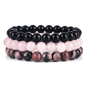 3 teile/satz Natürliche Stein Handgemachte Perlen Stränge Elastische Charme Armbänder Für Frauen Mädchen Party Club Yoga Mode Schmuck