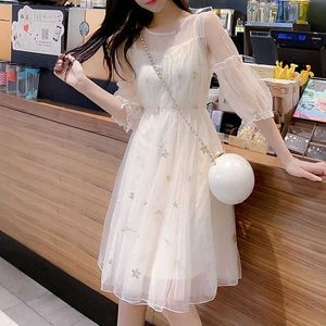 Sweet Elegant Sequin Dres Spring Party Long Sleeve Fairy Female Japanese Wedding Evening Y2k Clothes 210604