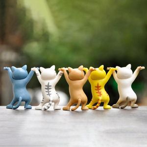 Obiekty dekoracyjne Figurki Pentyw Uchwyt Dancing Kot Słuchawki Stoisko Ins Desktop Słodka Lalka Handmade Dekoracja Dzieci Dorosły Zabawki Prezent