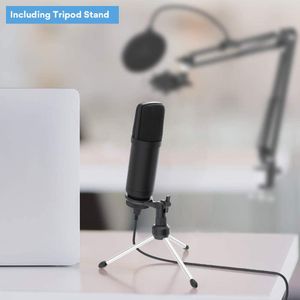 USB Mikrofon Plus Kardiyoid Kondenser Podcast Mic 192KHz / 24bit Tak ve Çalıştır, Live Streaming, Ses üzerinden, YouTube, Gaming için iki Mic Tutucu sağlayın