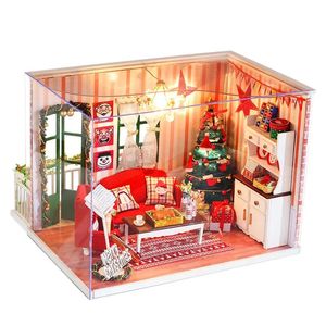 iiecreate CF-04 DIY Assembled Doll House Christmas Gift Toy with LED Light