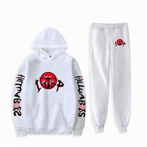 Herren Hoodies Sweatshirts Helluva Sweatshirt Unisex Zweiteiliges Set Hoodie + Jogger Hose Harajuku Streetwear 2021 Amerikanische Anime-Kleidung