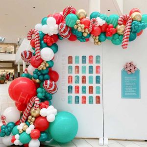 Julballong Garland Arch Kit Latex Ballon Merry Christmas Party Decoration Kids Födelsedag Baloon Xmas Natal Navidad Globals Y0929