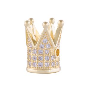 Ciondoli a corona in rame micro pavé placcati in oro/argento/canna di fucile per la creazione di gioielli con collana di bracciali