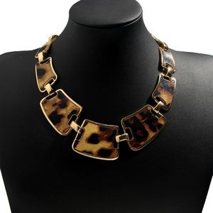 Flatfoosie Vintage Leder Leoparden-Choker-Halskette für Frauen, Goldkette, Anhänger, Statement-Kragen, Charme, Modeschmuck, Ketten