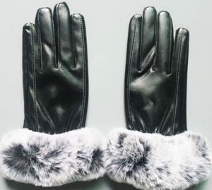 High-quality winter leather gloves and wool touch screen rabbit fur cold - resistant warm sheepskin fingers a336