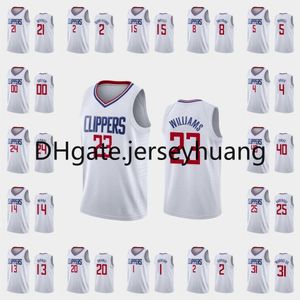 Los Angeles \ Rclippers \ Rmen's Paul George Kawhi Leonard Lou Williams Montrezl Harrell \ Rnba Branco Associação Personalizada Jersey