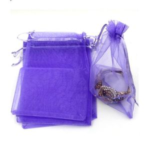 100 sacchetti regalo per gioielli in organza viola chiaro per bomboniere, perline, gioielli 7x9 cm. 9X11 cm. Ecc.