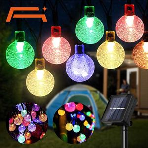 Luzes de corda solar, lâmpadas de cristal multicoloridas ao ar livre Luzes de fadas impermeáveis ​​com 8 modos de iluminação, decoração para quintal 211104