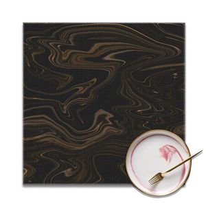 Mattor kuddar 4 stycken placemats f￶r matbord matta guld marmor bl￤ck non-halp placemat set i k￶k accessoar cup vin pad