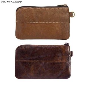 Borse THINKTHENDO Moda uomo Moneta in pelle vintage Mini borsa Porta carte Porta carte Portafoglio Frizione Uomo Breve Cerniera Piccola borsa per il cambio