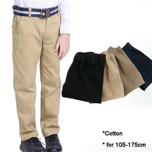 Boys Pants School Cotton Trousers Adjustable Waist 8 10 12 years Teenage Children Girl Uniform Clothes 211103