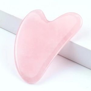 Rose Gua Sha Каменная Кварц Розовая Нефритовая Доска Прибрежные Ремесла Скребок Китайский Гуша Падуб WLL866