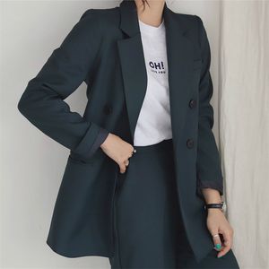 Женские Blazer Office Интервью Брюки костюмы Осенние высококачественные тонкие женские куртки Повседневные брюки двухсектура 210527