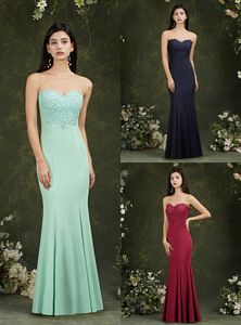 New Bridesmaid Dress Elegant Sheer Neck Appliqued Sequins Mermaid Maid Of Honor Gown Summer Slim Sleeveless Wedding Guest Party Gowns CPS1899