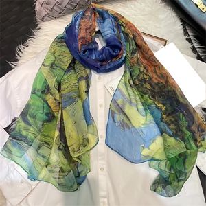 Bysifa | Ny märke blå grön halsduk hijab damer 100% silke lång foulard vår sommar mode halsdukar wraps sjal