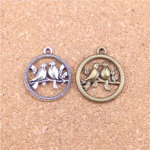 86st Antik Silver Bronze Plated Lover Bird Charms Pendant DIY Halsband Armband Bangle Findings 20mm