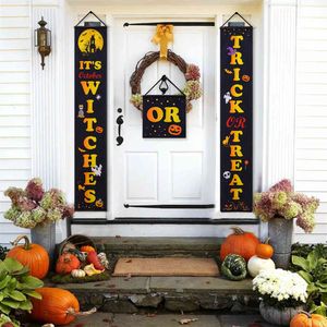 1 Set Halloween Decoration Couplet Banners Porch Sign Gate Door Trick Or Treat Hanging Ornaments Props Outdoor Party Supplies