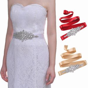 Cinture Cintura in nastro di raso con fibbia con strass di lusso per donne da sposa Elegante abito da sposa Cintura Party Prom Club Accessori di abbigliamento