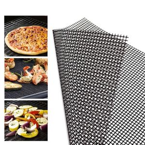 BBQ Grill Mat Non Stick Grilling Mesh Tool Reusable Grills Accessories for Outdoor PFOA Free Grilled Vegetables Fish