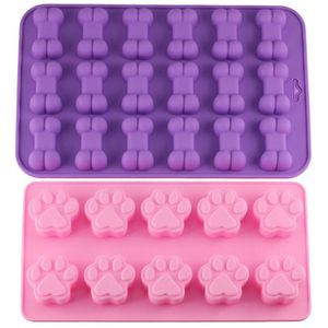 Puppy Dog Paw and Bone Ice Trays Silicone Pet Treat Moulds Soap Chocolate Jelly Candy Mold Cake Decorating Baking Moulds