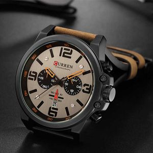 Nowy 2019 Mężczyźni Watch Curren Top Brand Luxury Męskie Zegarek Kwarcowy Zegarek Męski Skórzany Wojskowy Data Sport Zegarki Relogio Masculino Q0524