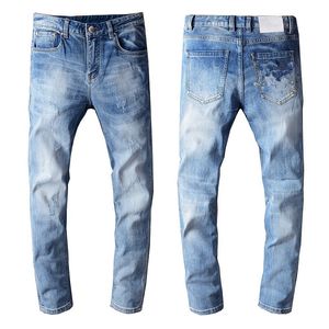 Ultimo elenco Jeans firmati da uomo Moda dritto nero drappeggiato Biker Jean a gamba sottile Pantaloni di lusso Pantaloni effetto consumato Alta qualità Taglia USA 29-40